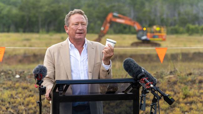 Sod turning to mark the start of construction of Fortescue Future Industries' Green Energy Manufacturing facility in Queensland’s Gladstone. Picture: Cameron Laird