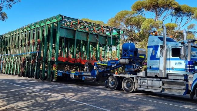 Mystery highway-clogging machinery revealed as a bin sorter for a sawmill. Picture: Facebook.