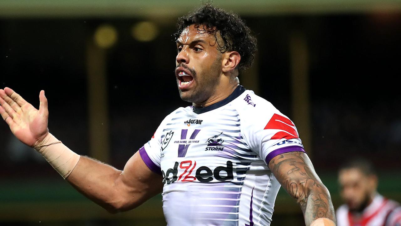 Melbourne's Josh Addo-Carr celebrates.