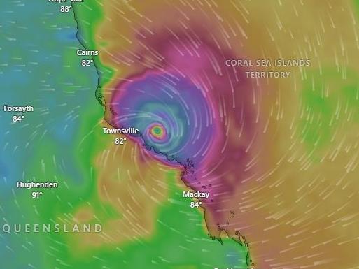 Australia Day weather: Cyclone Kirrily and hot weather in store. Picture: Windy.com.