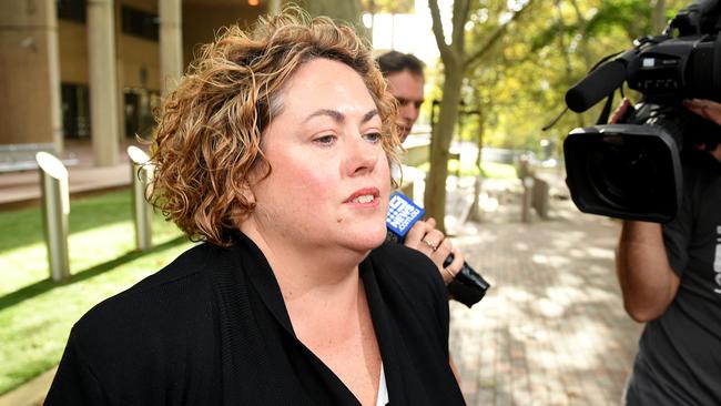 Former NAB executive staffer Rosemary Rogers is released on bail from Sydney Police Centre on Tuesday. Picture: Dan Himbrechts/AAP