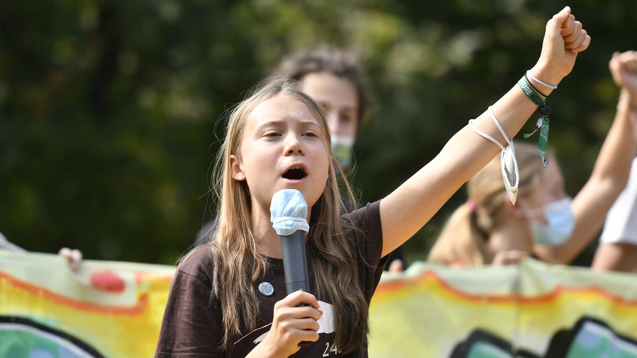 Greta Thunberg speaks during a climate strike march on October 1, 2021, in Milan, Italy. Picture: Getty Images