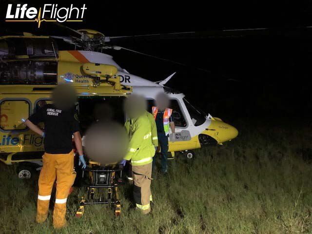 A truck driver was not immediately aware heâ&#128;&#153;d been involved in a crash west of Miles, which left a man needing to be flown to hospital, and had to be stopped by police and informed of the crash. Photo/Lifeflight