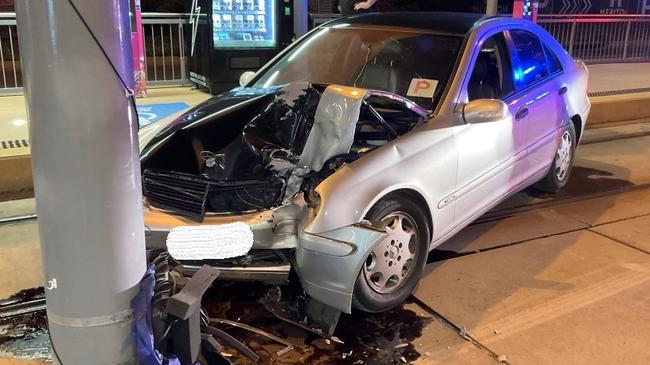 Alleged drink driver slams into tram station. Picture: Queensland Police Service