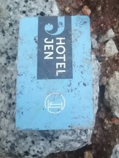 A Hotel Jen keycard found among the items on a Penang construction site was matched to the room where Annapuranee Jenkins was staying. Picture: Supplied