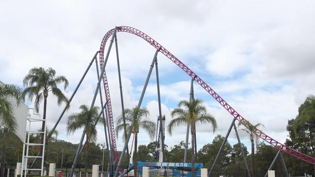 There is a new roller coaster under construction at Movie World. Picture: Richard Gosling