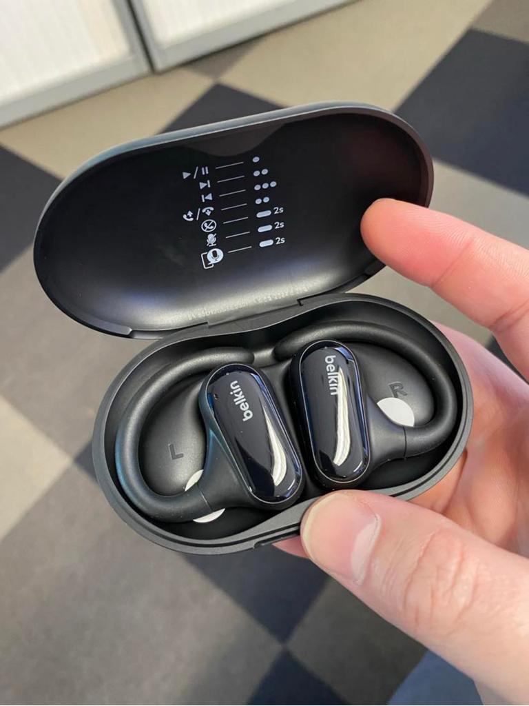 We tried out the Belkin SoundForm ClearFit Open-Ear Wireless Earbuds. Picture: Troy Nankervis