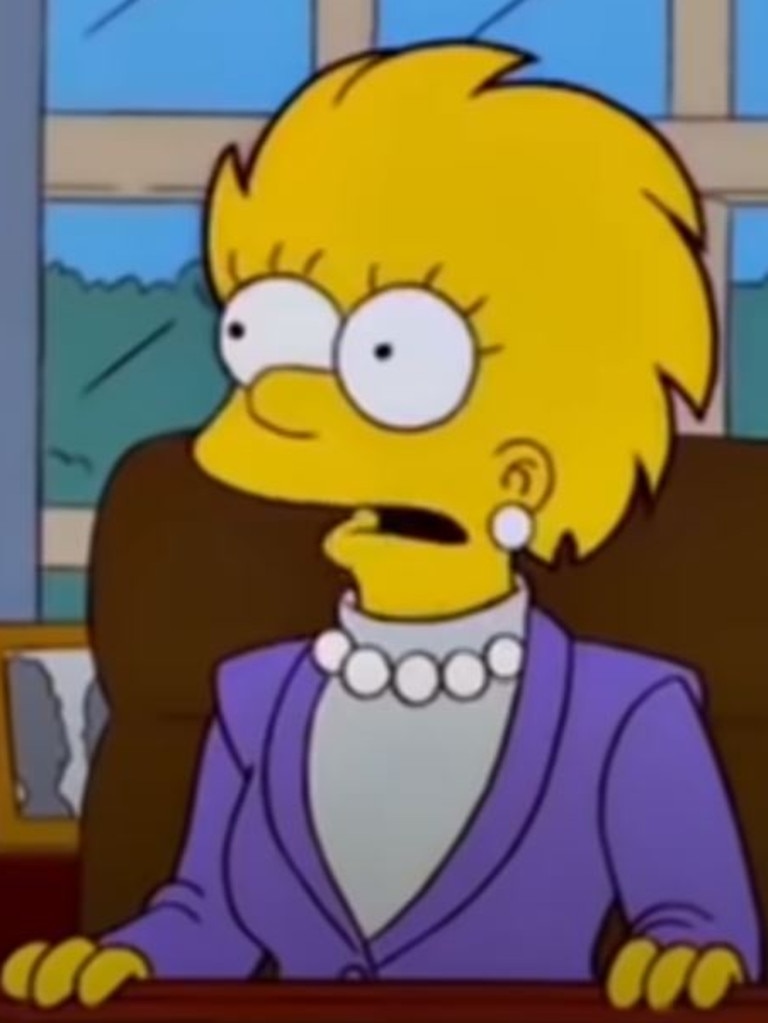 In the episode, which aired in 2000, Lisa is the first female president of the US. Picture: The Simpsons