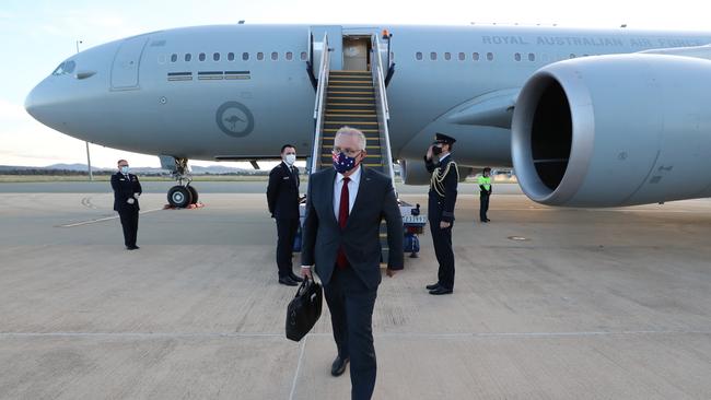 Scott Morrison arrives home from Japan and went straight into quarantine. Picture: Adam Taylor