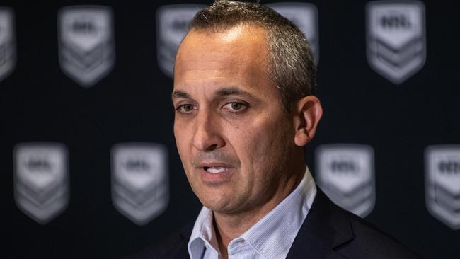 Acting NRL boss Andrew Abdo believes a further ban on Addin Fonua-Blake would not help rehabilitate the Manly prop. Picture: AAP