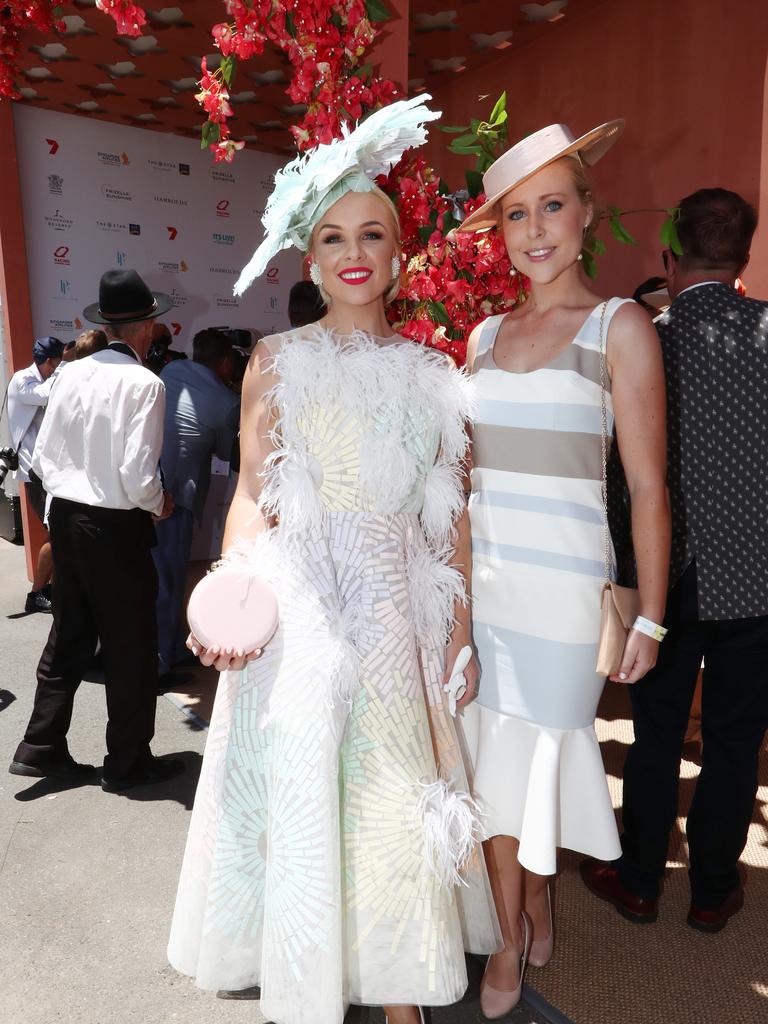 Brittney Tamou and Samantha Swaine at the Magic Millions race. Photo: Jason O'Brien