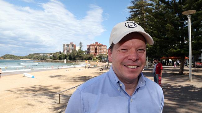 Paul Wahlberg, the co-founder and head chef of the Wahlburgers restaurant chain, in Manly this week to officially announce that an outlet will open on the beachfront in early 2023. Picture: Markson Sparks