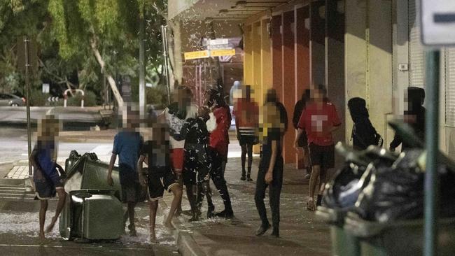 A group of children roams the streets of Alice Springs just before midnight on Thursday, mirroring the scene The Australian published on its front page on January Picture: Liam Mendes/The Australian