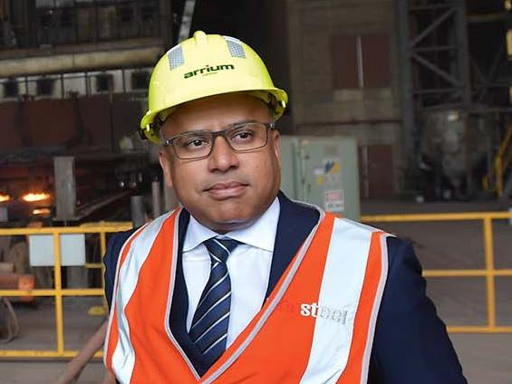 EMBARGO FOR TWAM 12 OCT 2019  NO REUSE WITHOUT PERMISSIONHead of GFG Sanjeev Gupta visits the Arrium Steel plant in Whyalla, South Australia. Monday, July, 17, 2017. British industrialist Sanjeev Gupta plans to invest $1 billion or more in Arrium's Whyalla Steelworks to ensure its future viability. (AAP Image/David Mariuz) NO ARCHIVING