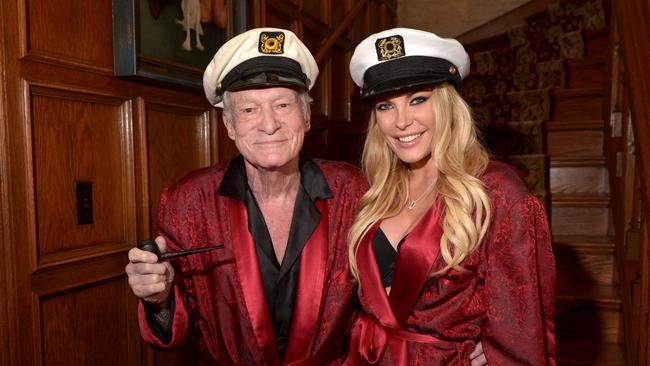 Hugh and Crystal at the Playboy Mansion's Halloween bash in 2014. Picture: Charley Gallay/Getty Images for Playboy