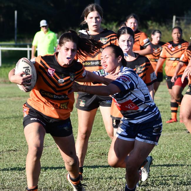 The Herbert River Crushers Women’s team drew 20-20 with Townsville Brothers in a hard-fought contest in Ingham on Saturday. Picture: Cameron Bates