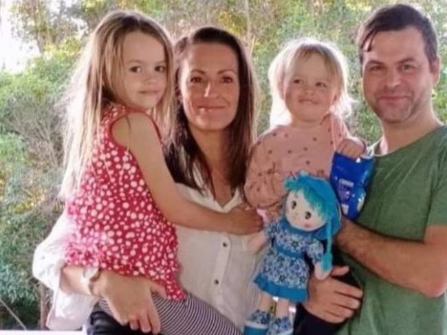 Katrina Darcy-Frelford with young daughters Ayla and Indi and husband Seth. Photo: Contributed.