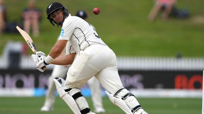 HAMILTON, NEW ZEALAND - DECEMBER 03: Ross Taylor of New Zealand bats during day 5 of the second Test match between New Zealand and England at Seddon Park on December 03, 2019 in Hamilton, New Zealand. (Photo by Gareth Copley/Gareth Copley)