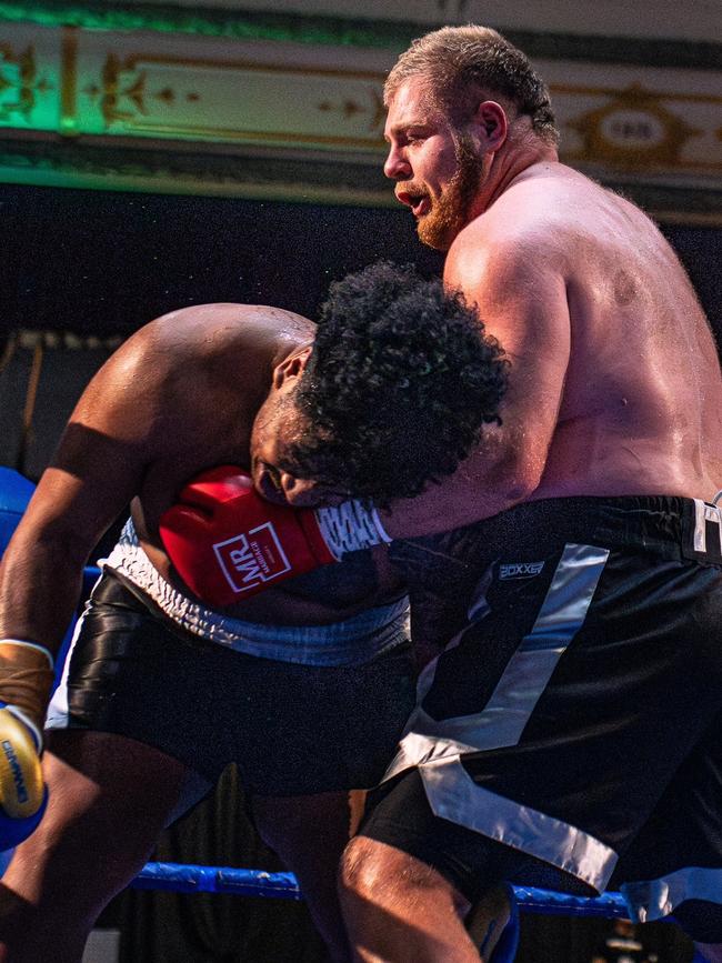 Hobart mixed martial arts fighter Brayden Ion, right, during a fight. Picture: Facebook