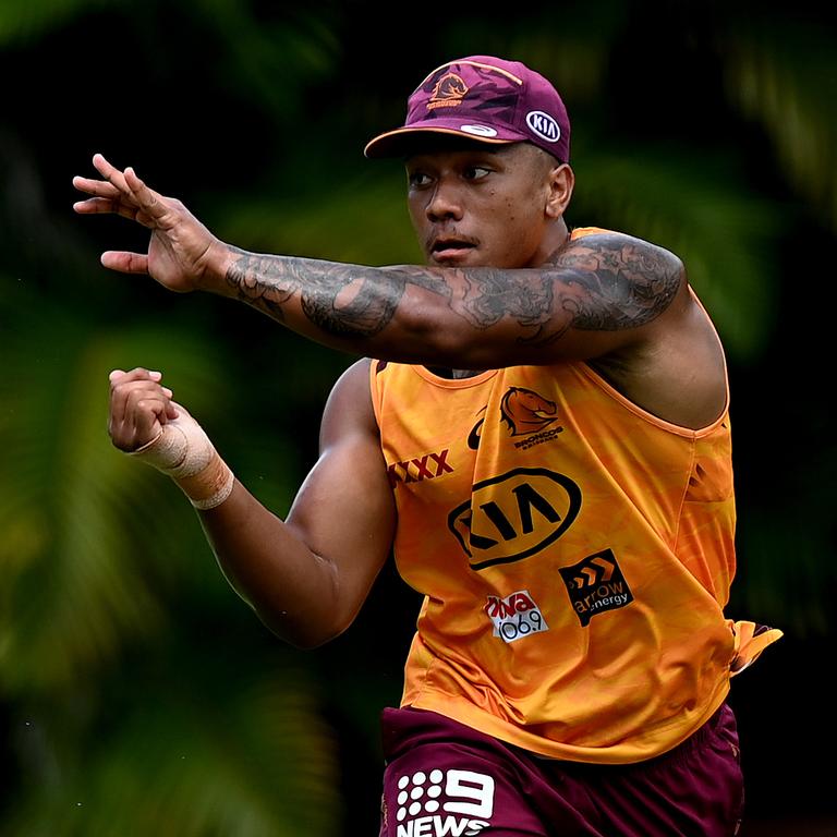 Tesi Niu has been training at centre for the Broncos. Picture: Bradley Kanaris/Getty Images