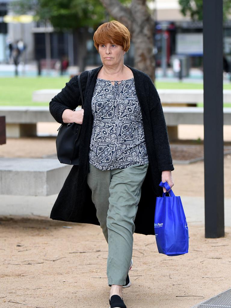 Julene Thorburn, the foster mother of murdered 12-year-old schoolgirl Tiahleigh Palmer, leaves Brisbane Coroners Court. Picture: Dan Peled/NCA NewsWire