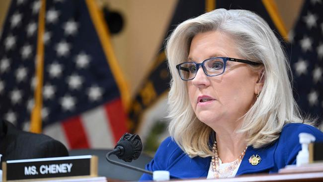 Committee Vice Chair Liz Cheney speaks after the committee voted to subpoena former US President Donald Trump to testify.