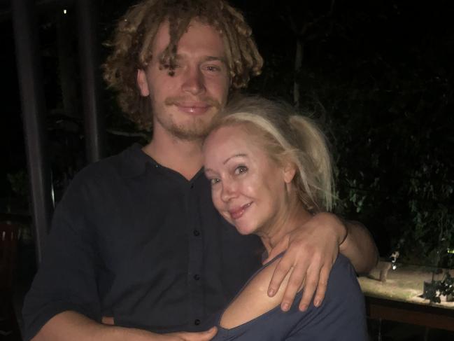 Victorian man Jackson Stacker with his mother, Sandey MacFarlane, photographed in April 2021.