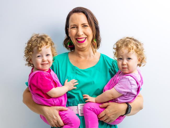 Qweekend - Miracle twins. Marni Cochrane and her miracle twins for Mother's Day edition. The twins Billie and Poppy were given life saving blood transfusion while still in the womb. They're almost two years old and thriving. Picture: Nigel Hallett