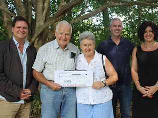 Mayor Simon Richardson, George and Judy Ryan, Patrick Halliday from Juno Solar Energy and Sarah Burke from Nickel Energy. Picture: Contributed