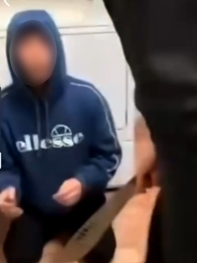 A gang threatens a child at knifepoint inside a home. Picture: Instagram.