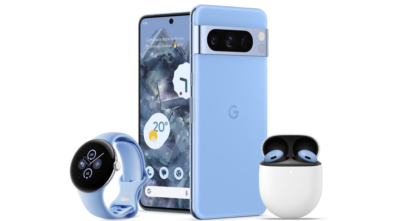 The Google Pixel 8 Pro, Pixel Watch 2 and Pixel Buds Pro.