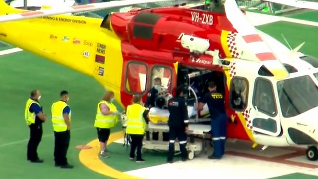 Jockey Leah Kilner arrives at Brisbane's Princess Alexandra Hospital. Picture: 9NEWS Brisbane