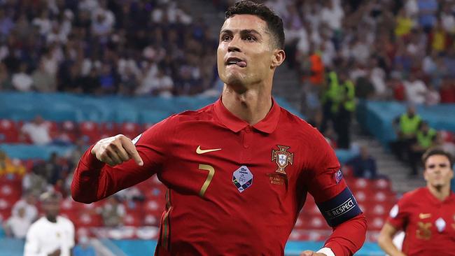 Portugal's Cristiano Ronaldo celebrates after scoring a second penalty against France. Picture: AFP