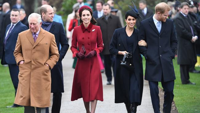 The Duke and Duchess of Sussex are due to join the Queen and other titled relatives for a service of thanksgiving at St Paul’s on Friday. Picture: Paul Ellis/AFP