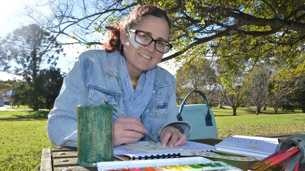 Stacey Turner who lives with different abilities has released her own handmade colouring-in book for anxiety relief and greeting cards range. Picture: Rhylea Millar