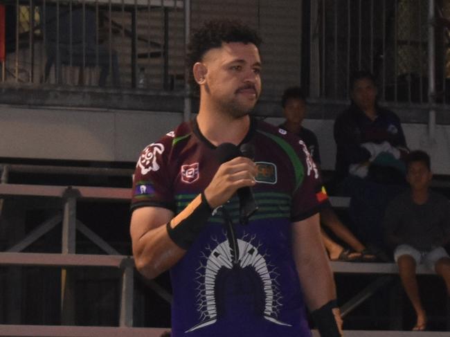 GH United's Jacob Gagai after being awarded player of the final at the Mackay Indigenous Rugby League Carnival. Picture: Mitch Bourke.