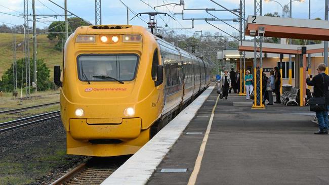Tilt Train comes into Gympie North station. Photo Craig Warhurst / The Gympie Times. Picture: Craig Warhurst