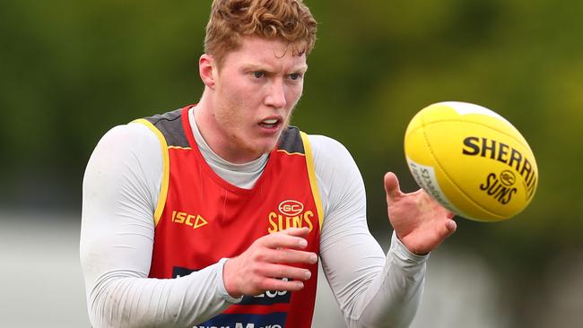 GOld Coast’s No.1 draft pick Matt Rowell had a stunning game against the Eagles.