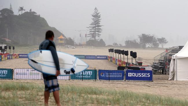 The Australian Surf Life Saving championships were washed out on the Gold Coast. Picture: AAP