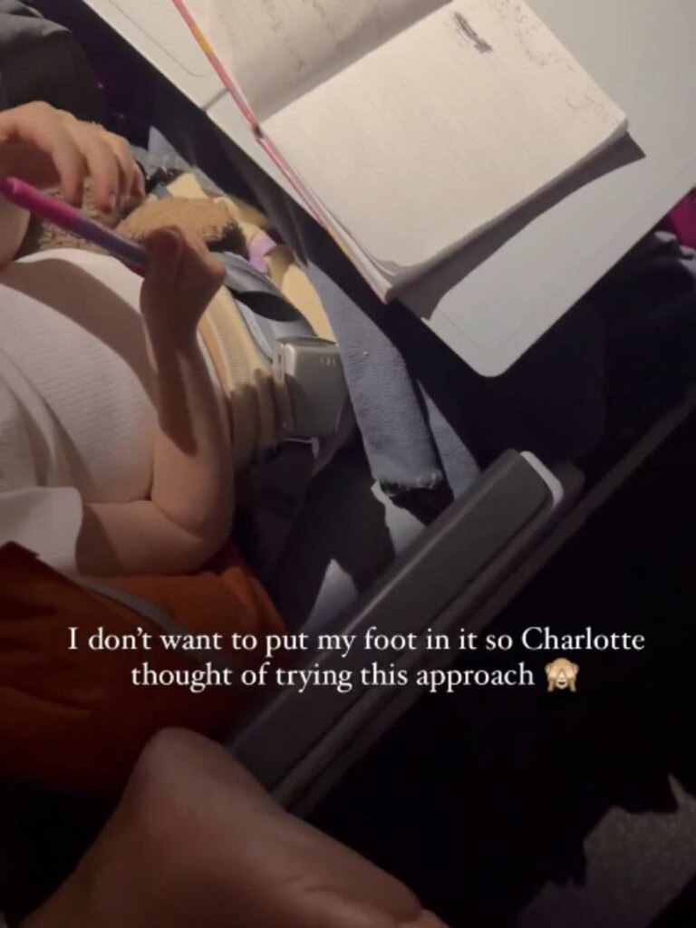 The foot was still resting on the armrest hours later. Picture: Instagram (@gemflynn)