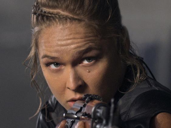 This image released by Lionsgate shows Ronda Rousey in a scene from "Expendables 3." (AP Photo/Lionsgate)