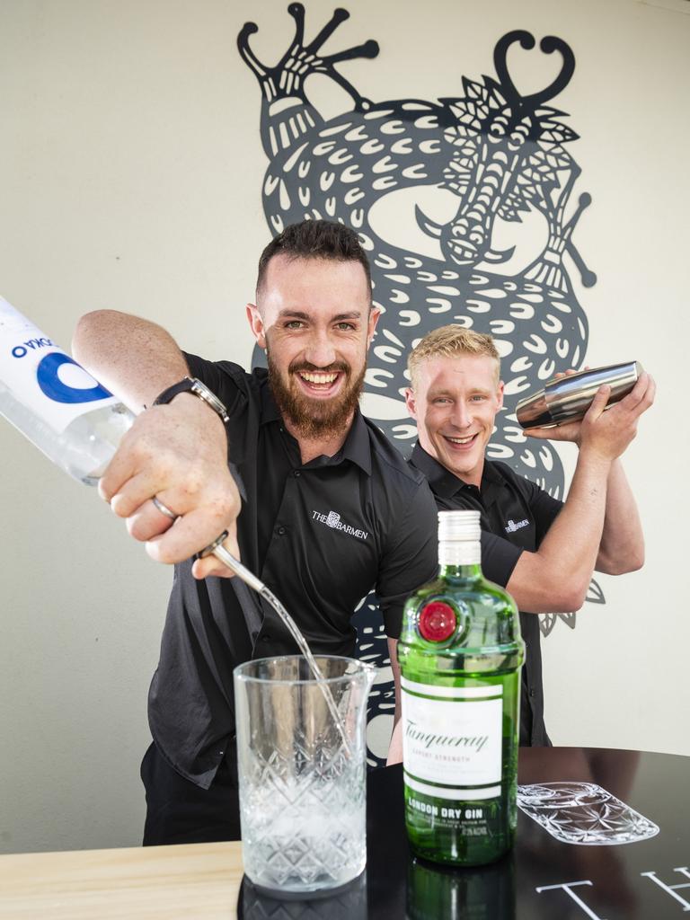 Jack Lee (left) and Dylan Edwards are excited for their new business, The Barmen, bringing their talents behind the bar to a mobile audience. Picture: Kevin Farmer