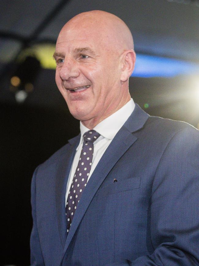 Premier Peter Gutwein gives his speech in the Tally room. Picture: NCA NewsWire / Richard Jupe