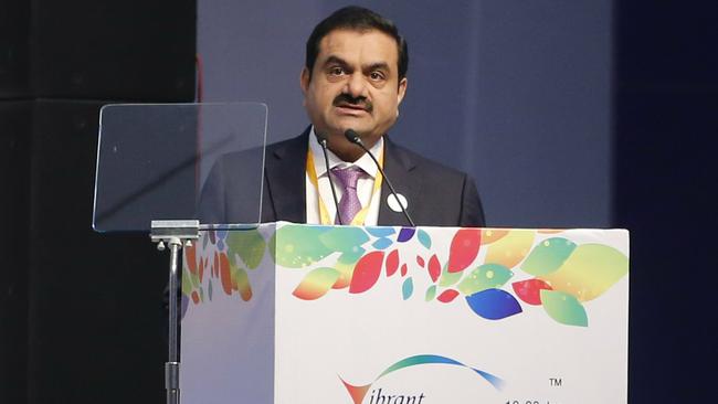 Chairman of Adani group Gautam Adani at the 9th Vibrant Gujarat Global Summit (VGGS) in India on Friday. The Premier and senior ministers are reluctant to go to India as they may have to meet Adani management. Picture: AP