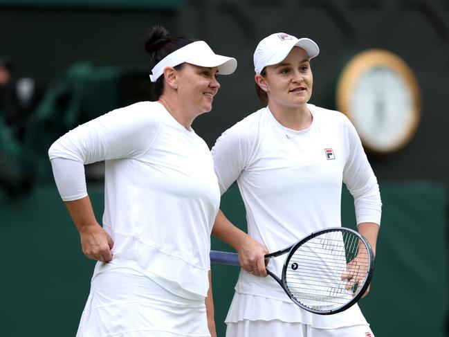 Casey Dellacqua and Ashleigh Barty at Wimbledon. Picture: Getty Images