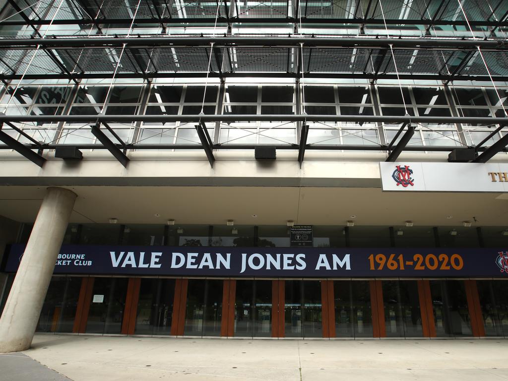 A tribute to dean Jones at the Melbourne Cricket Ground.