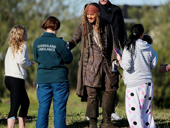 Actor Johnny Depp arrives at Raby Bay to go to Pirates of the Caribbean set. Picture: Mark Calleja
