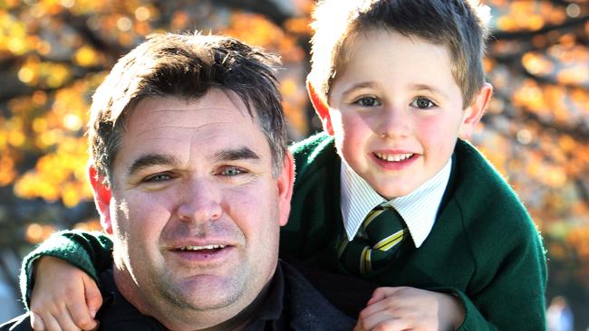 Jett Pattinson 5 with his Dad Jeremy Pattinson. Jett has been nominated for a Pride of Australia Child of Courage medal after helping save his Dad Jeremy who had suffered serious fractures in a motorbike accident last year.