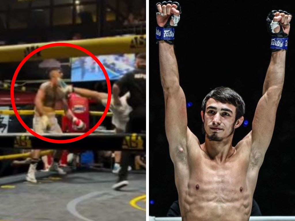 The kick that has shocked boxing and Abdurashidov in MMA action. Photos: X/Instagram