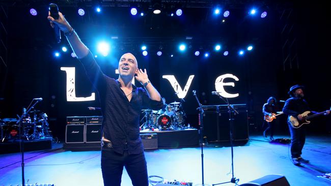 Live frontman Ed Kowalczyk at the Riverstage in Brisbane. Picture: AAP Image/Steve Pohlner